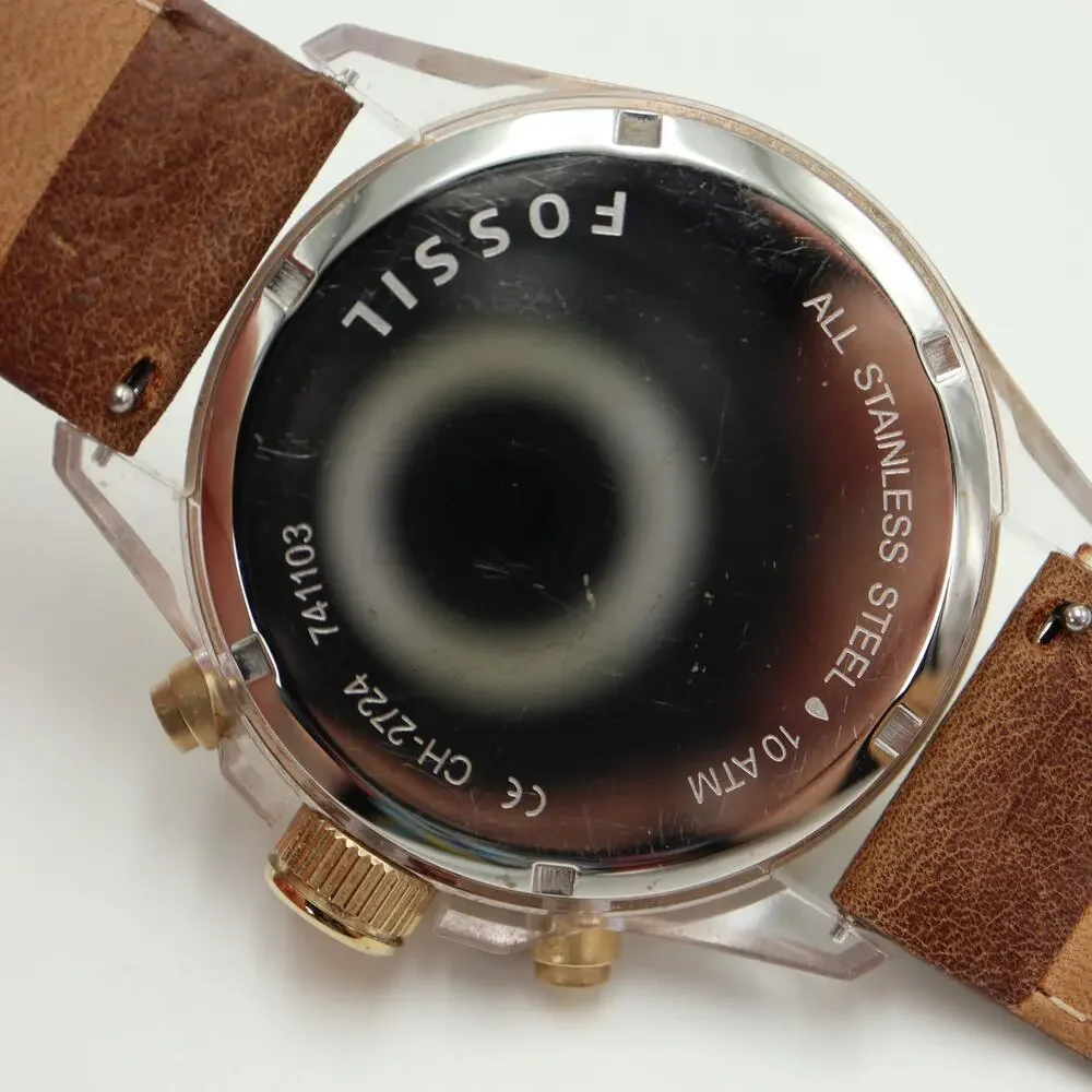 Fossil Decker Womens 42mm Chronograph Watch Brown Leather CH2724 w New Battery
